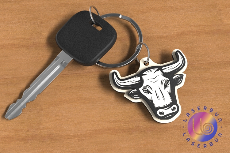 Bull Head Keychain Laser Cut SVG