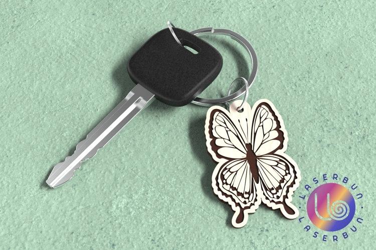 Keychain SVG File Butterfly for Laser Cut Engraved