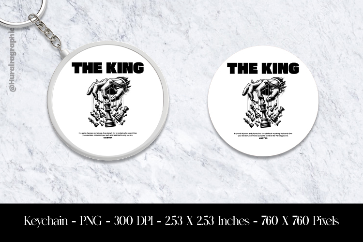 The King Keychain Sublimation Design PNG
