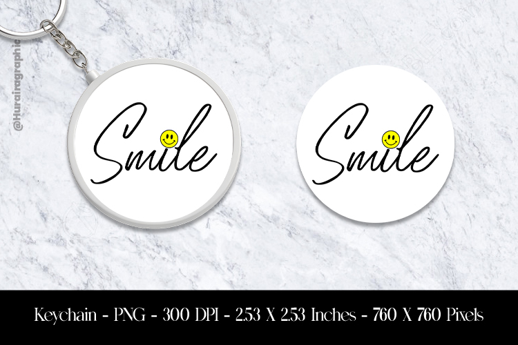 Smile Keychain Sublimation Design PNG