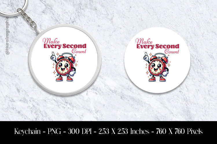 Make Every Second Count Keychain Sublimation Design PNG