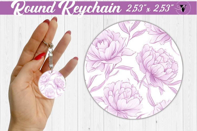 Spring Round Keychain | Peonies pattern