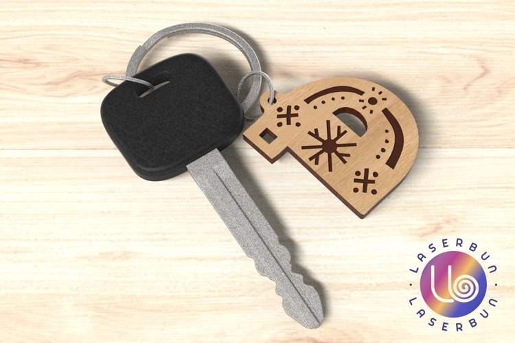 Decorative D Letter Keychain SVG Nordic Folk Engraving