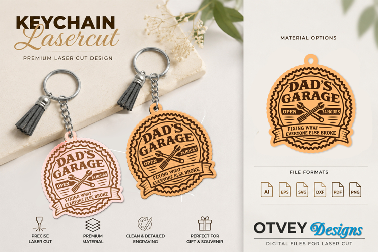 Keychain Dads Garage Lasercut