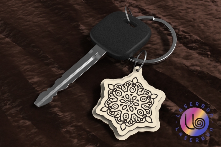 Laser Cut Engraved Mandala Keychain SVG example image 1