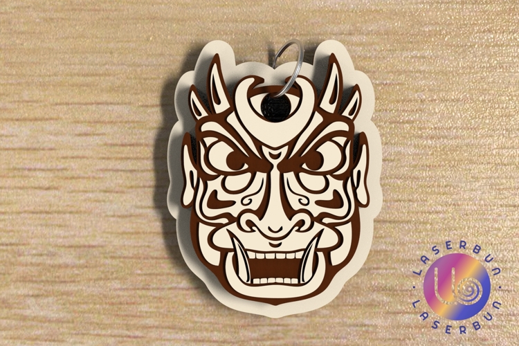 Intricate Tribal Mask Keychain Engraving