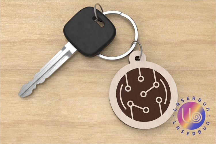Engraved Microchip Keychain SVG for Laser Cutting File