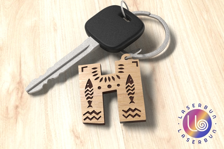 Handcrafted H Letter Keychain SVG for Laser Engraving