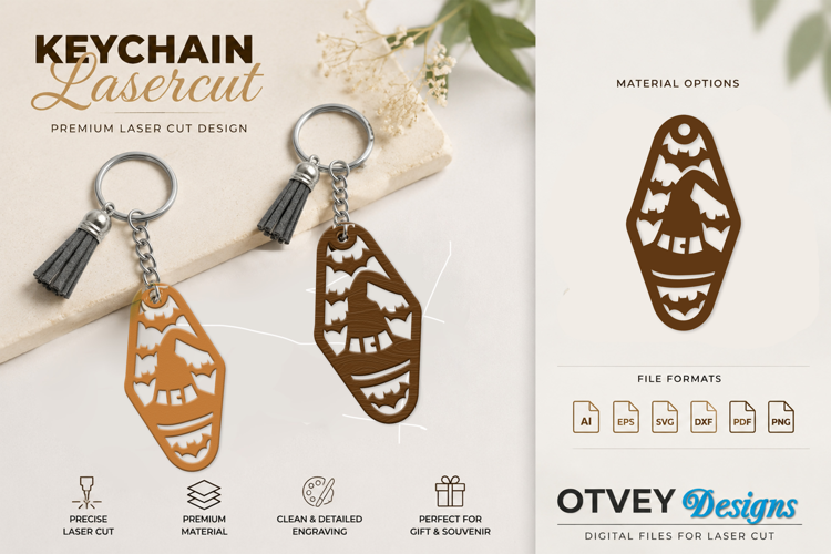 Halloween Keychain Lasercut | Halloween Jewelry Template