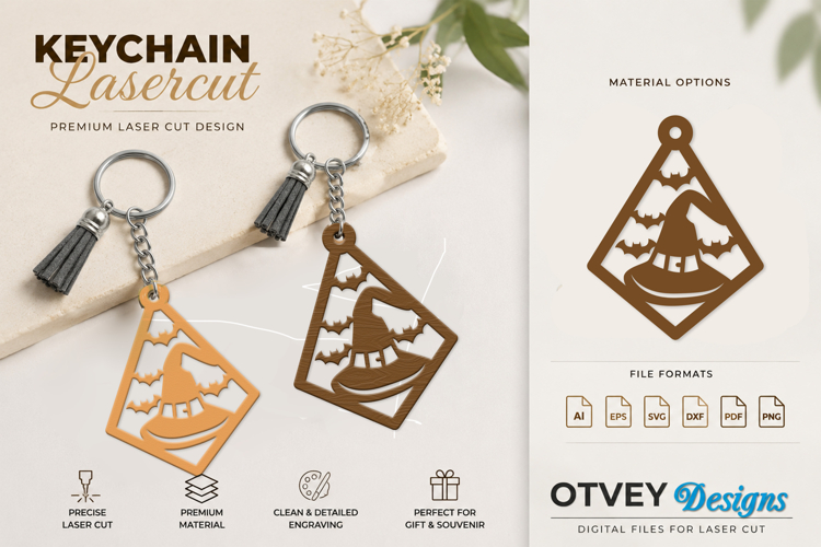 Halloween Keychain Lasercut | Halloween Jewelry Template