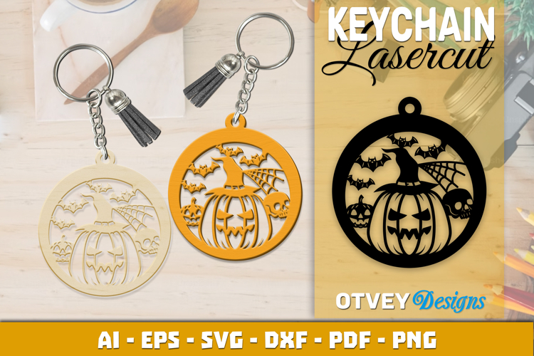 Halloween Keychain Lasercut | Halloween Jewelry Template