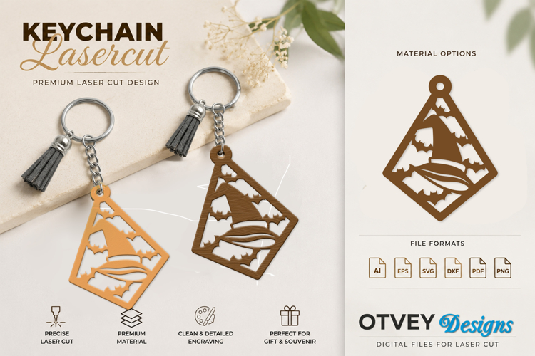 Halloween Keychain Lasercut | Halloween Jewelry Template