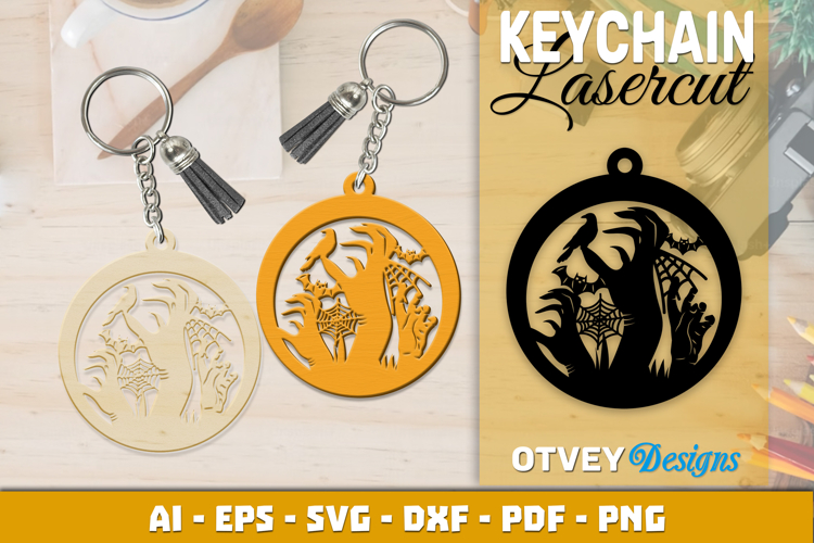 Halloween Keychain Lasercut | Halloween Jewelry Template