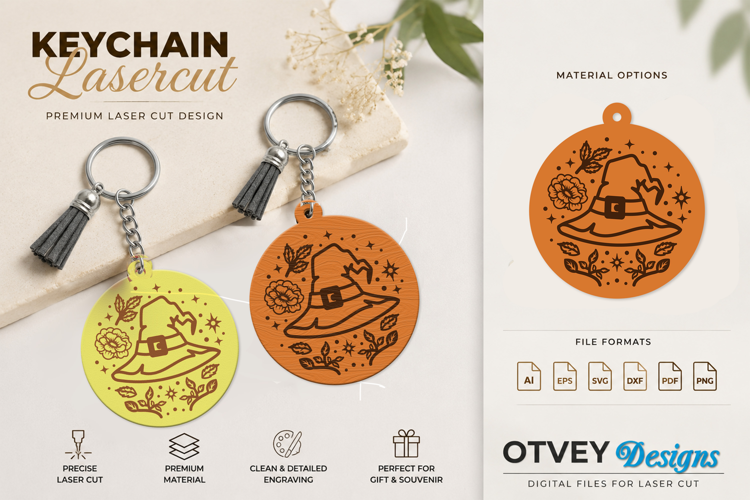 Halloween Keychain Lasercut | Halloween Jewelry Template