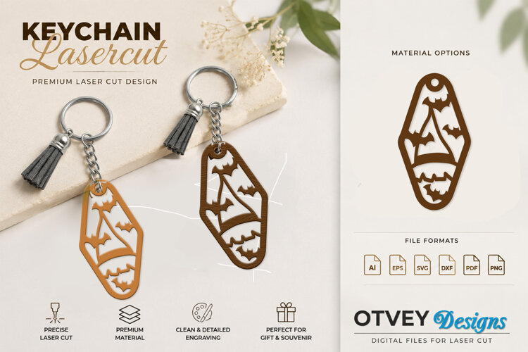 Halloween Keychain Lasercut | Halloween Jewelry Template example image 1