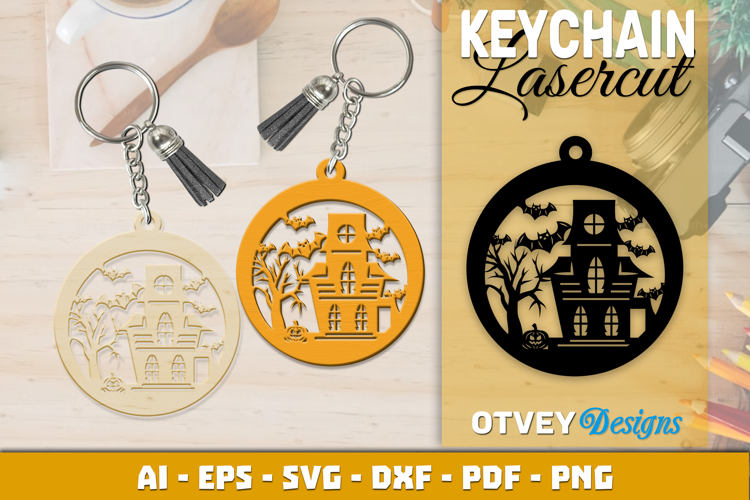 Halloween Keychain Lasercut | Halloween Jewelry Template