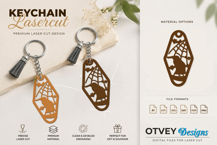 Halloween Keychain Lasercut | Halloween Jewelry Template example image 1