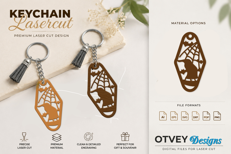 Halloween Keychain Lasercut | Halloween Jewelry Template