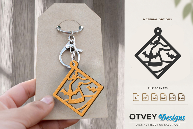 Halloween Keychain Lasercut | Halloween Jewelry Template