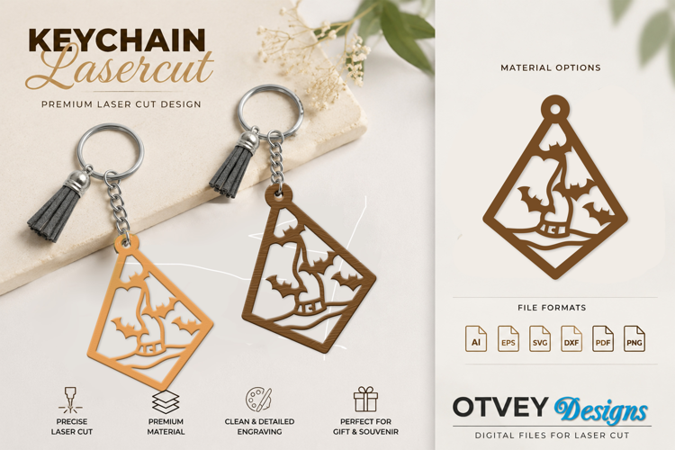 Halloween Keychain Lasercut | Halloween Jewelry Template