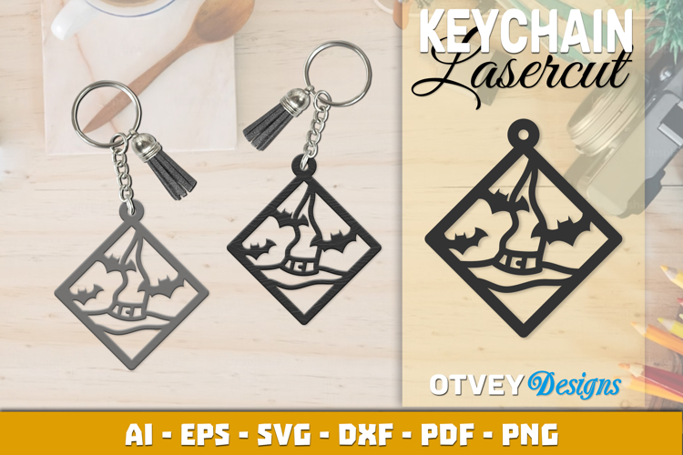 Halloween Keychain Lasercut | Halloween Jewelry Template