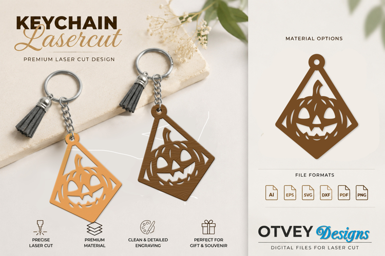 Halloween Keychain Lasercut | Halloween Jewelry Template