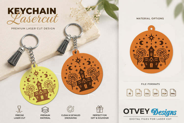 Halloween Keychain Lasercut | Halloween Jewelry Template