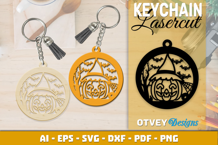 Halloween Keychain Lasercut | Halloween Jewelry Template