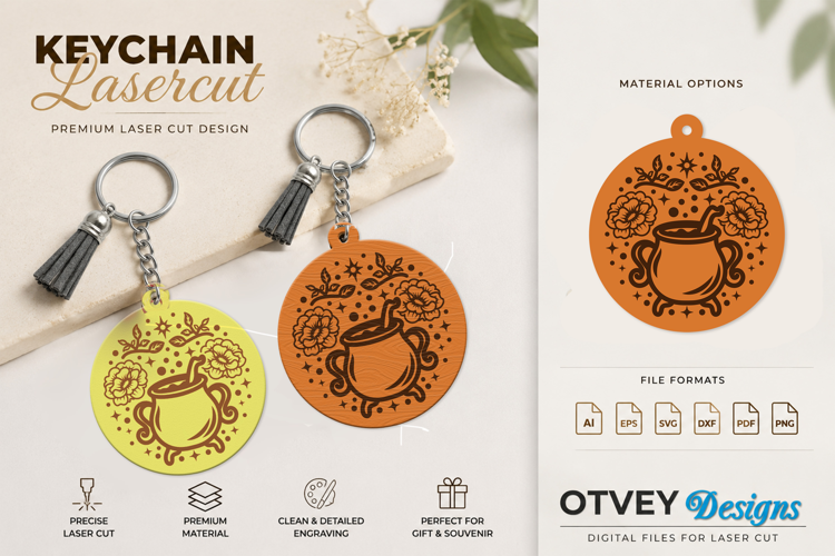 Halloween Keychain Lasercut | Halloween Jewelry Template