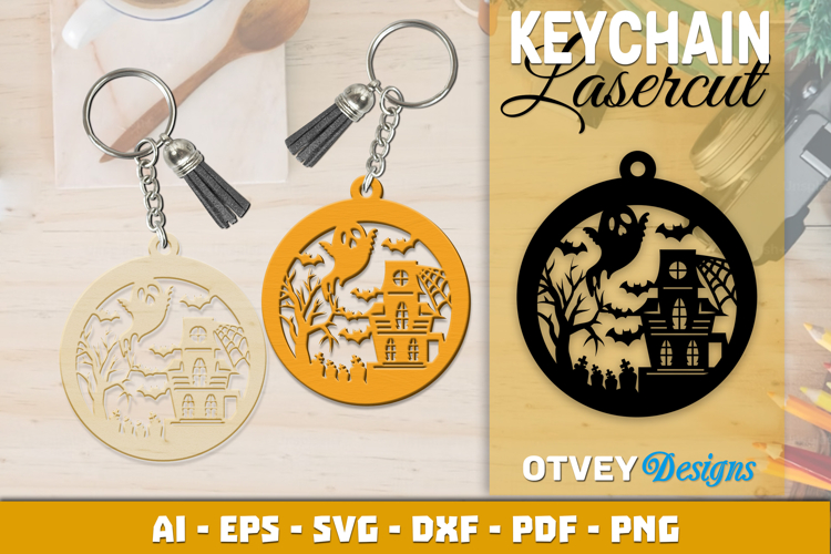 Halloween Keychain Lasercut | Halloween Jewelry Template