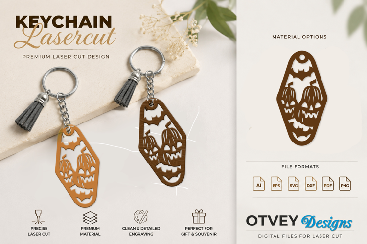 Halloween Keychain Lasercut | Halloween Jewelry Template