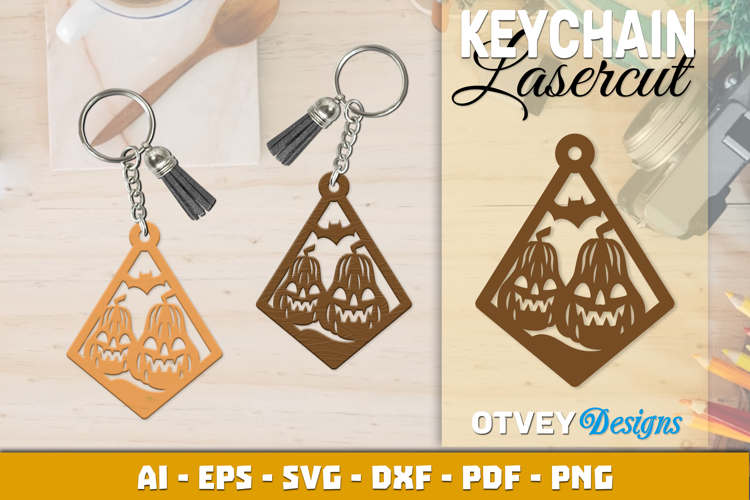 Halloween Keychain Lasercut | Halloween Jewelry Template