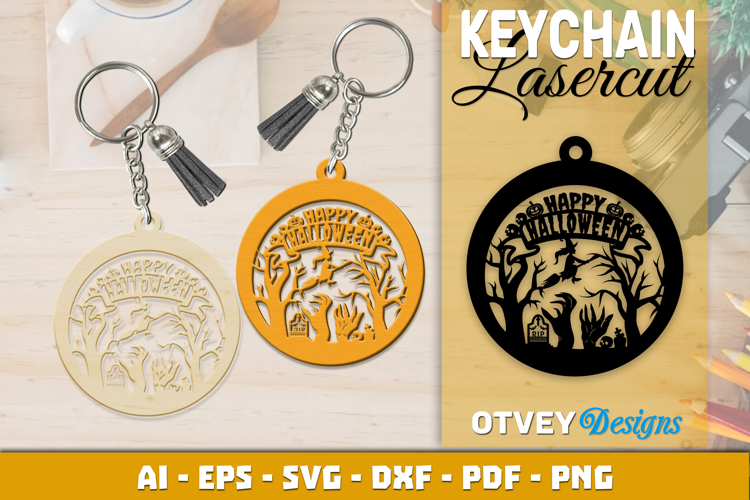 Halloween Keychain Lasercut | Halloween Jewelry Template