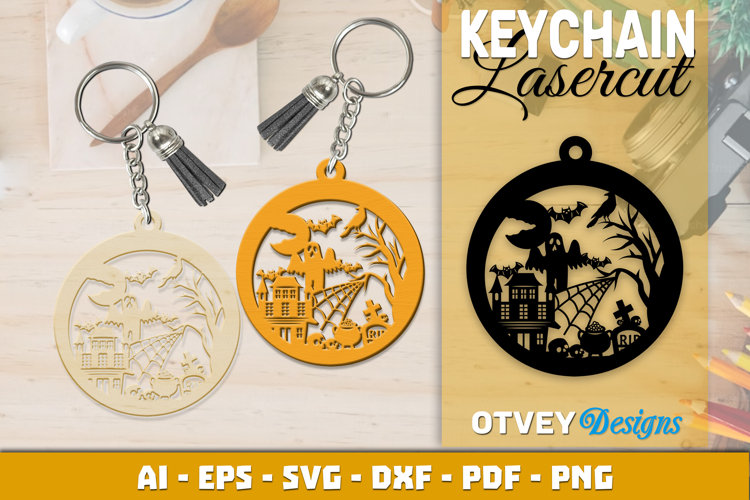 Halloween Keychain Lasercut | Halloween Jewelry Template