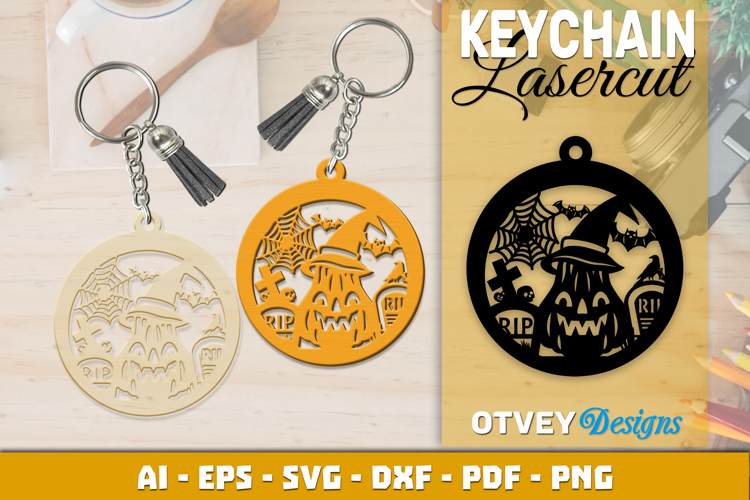 Halloween Keychain Lasercut | Halloween Jewelry Template