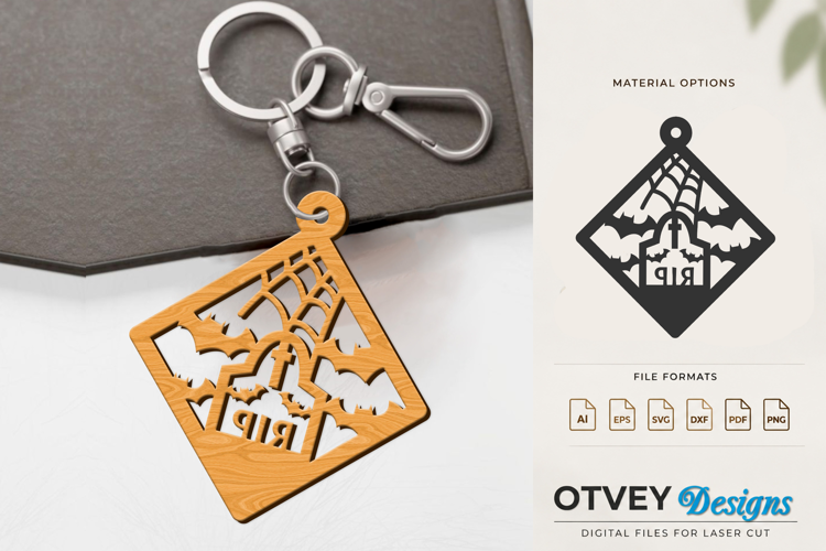 Halloween Keychain Lasercut | Halloween Jewelry Template
