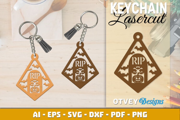 Halloween Keychain Lasercut | Halloween Jewelry Template example image 1