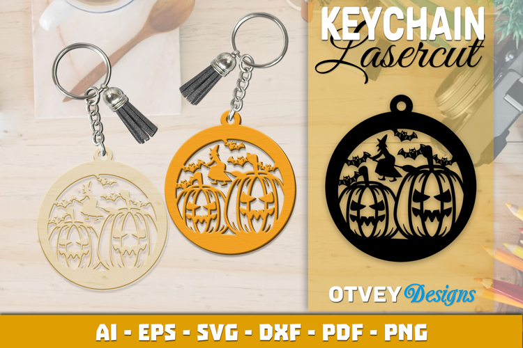 Halloween Keychain Lasercut | Halloween Jewelry Template