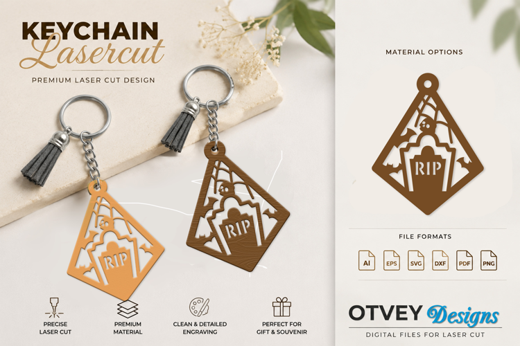 Halloween Keychain Lasercut | Halloween Jewelry Template