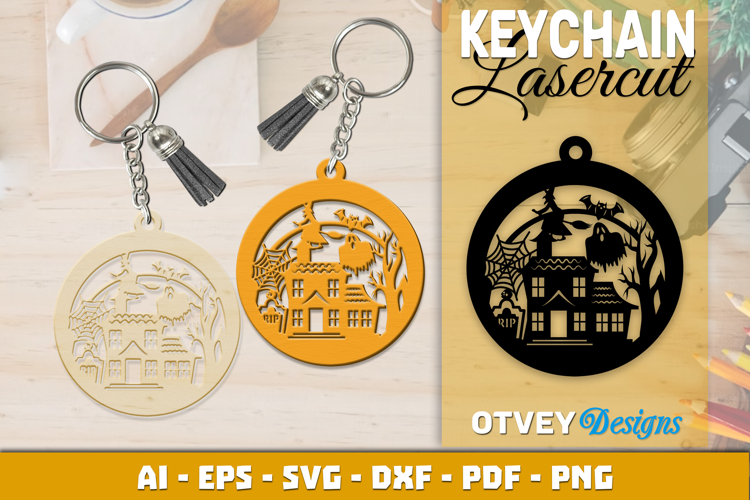 Halloween Keychain Lasercut | Halloween Jewelry Template