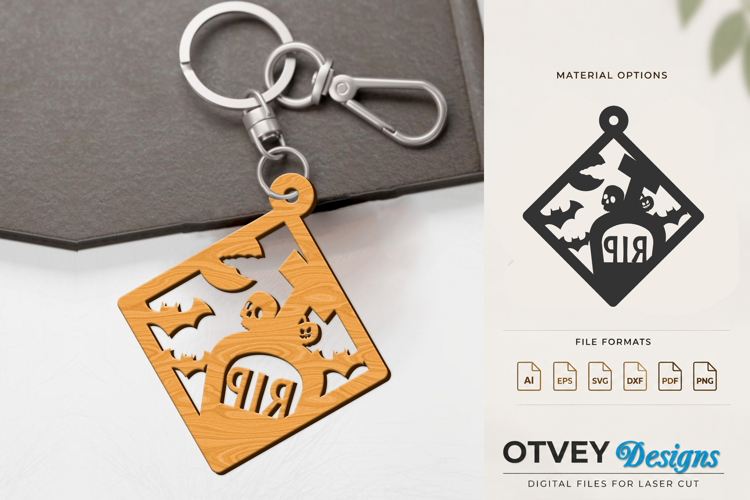 Halloween Keychain Lasercut | Halloween Jewelry Template