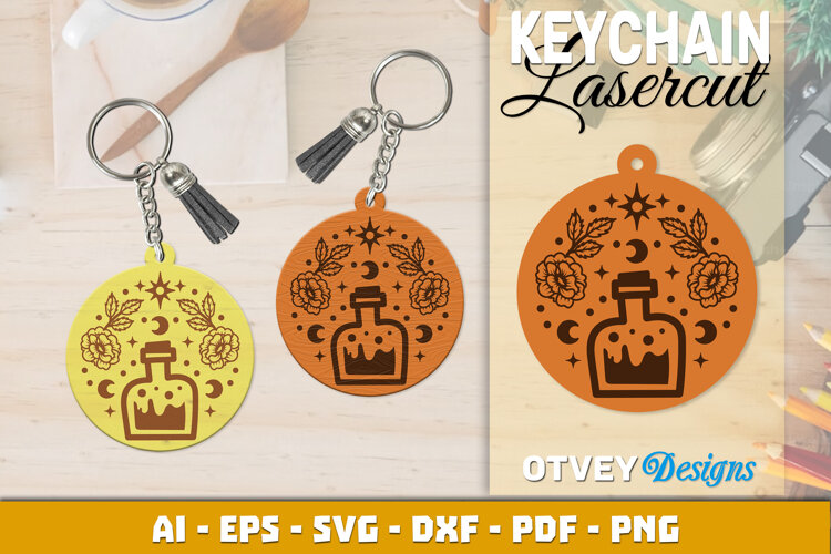 Halloween Keychain Lasercut | Halloween Jewelry Template example image 1