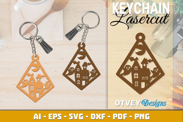 Halloween Keychain Lasercut | Halloween Jewelry Template example image 1
