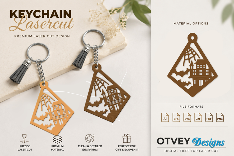 Halloween Keychain Lasercut | Halloween Jewelry Template