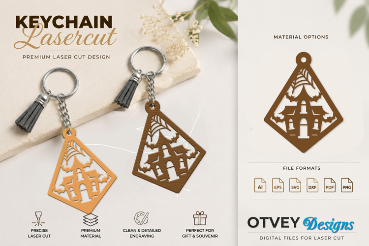 Halloween Keychain Lasercut | Halloween Jewelry Template