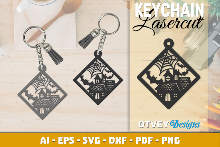Halloween Keychain Lasercut | Halloween Jewelry Template