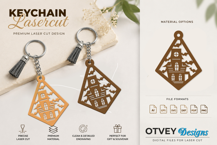 Halloween Keychain Lasercut | Halloween Jewelry Template