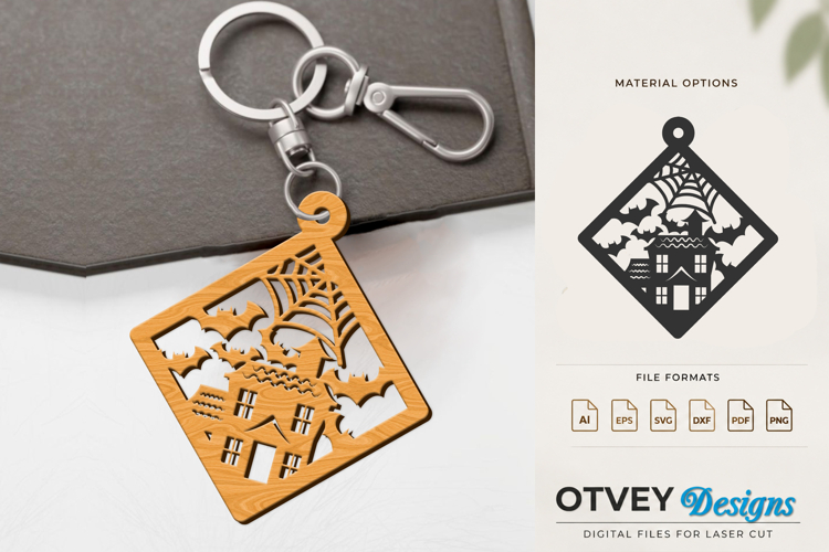 Halloween Keychain Lasercut | Halloween Jewelry Template