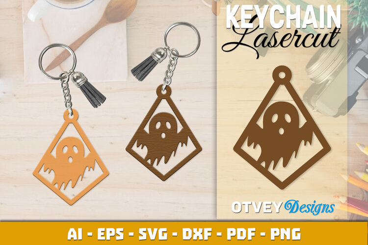 Halloween Keychain Lasercut | Halloween Jewelry Template example image 1
