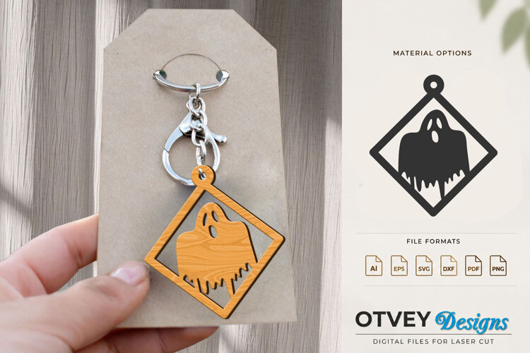 Halloween Keychain Lasercut | Halloween Jewelry Template example image 1